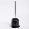 Stainless Steel Handle Toilet Brush and Holder Set – Classic Black Bathroom Cleaner
